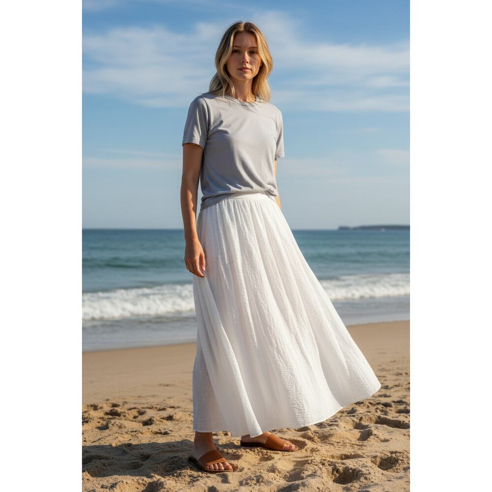 Lulu’s White A-Line Midi Skirt Size Large NWT